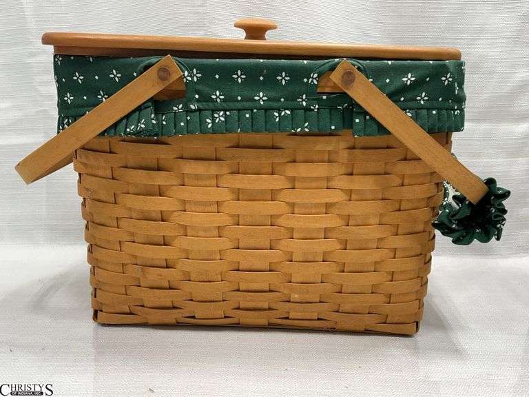 1998 Longaberger Magazine Basket with Lid, Liner and Protector image