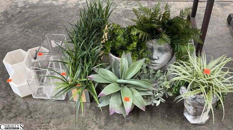 Assorted Artificial Plants and Desk Organizers, 10pcs - 20" x 9" of largest image