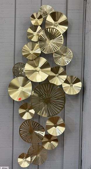 Gold Tone Metal Modern Style Wall Hanging - 22" x 48" image