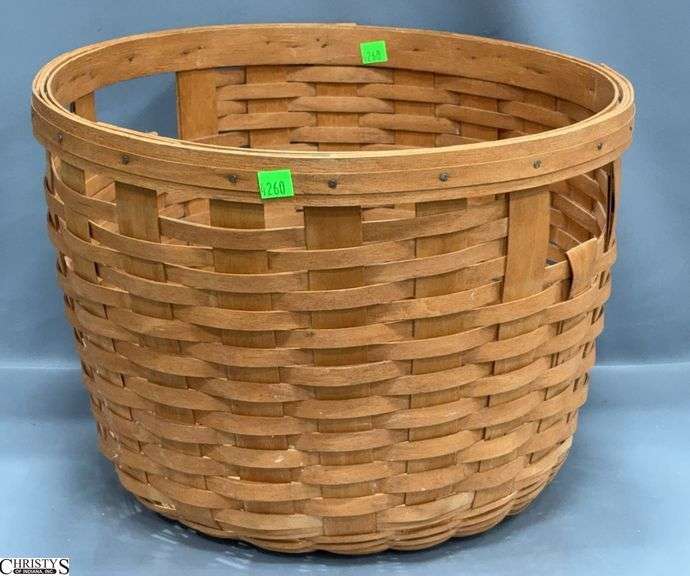 1991 Longaberger Small Round Laundry Basket 15 1/2" Diameter X 12" Tall image