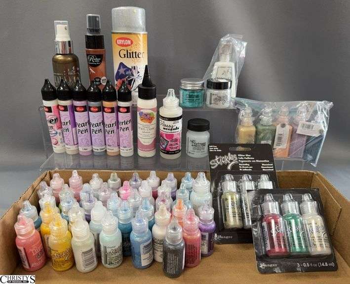 Glitter Glue, Stickles, Viva Pearl Pens, Few Embossing Powders, Spray image