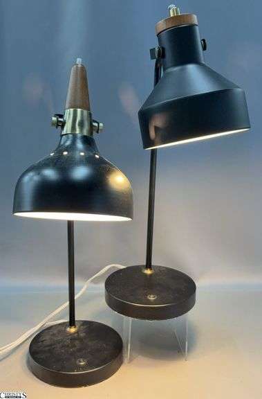 2 Industrial Style Adjustable Desk Lamps - 21" of tallest image