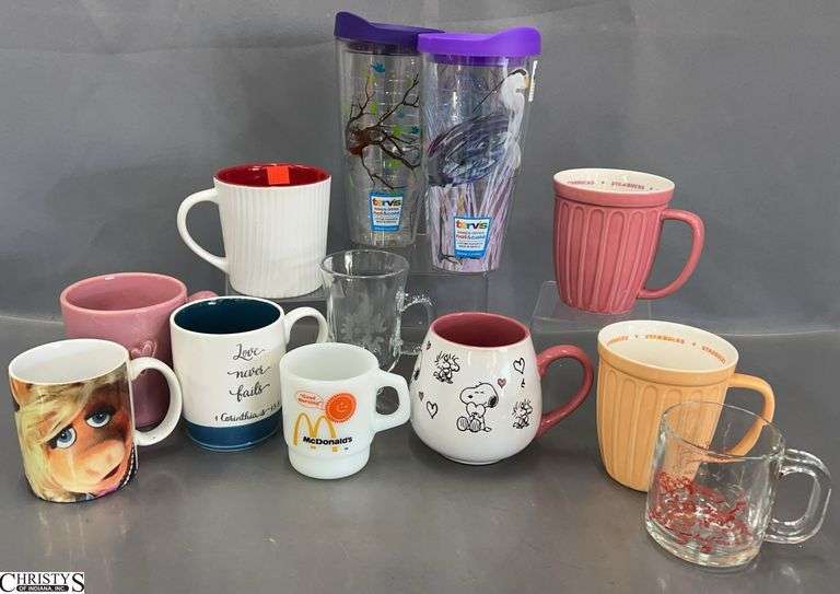 Starbucks Coffee and Other Various Coffee Mugs and 2 Tervis Tumblers - 8" of tumbler image