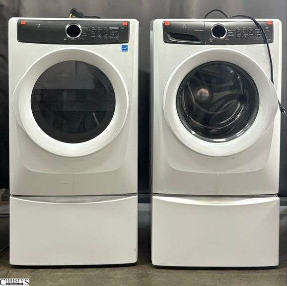 Electrolux Electric Front Load Washer and Dryer - Washer has cracking to door panel - 27" x 29" x 53" of dryer image