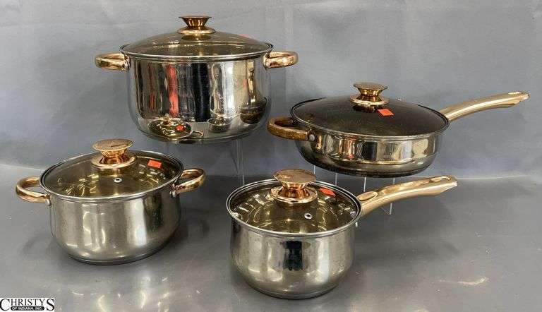 4pcs Kaisa Villa Pots and Pans - 10" x 5.5" of largest pan image