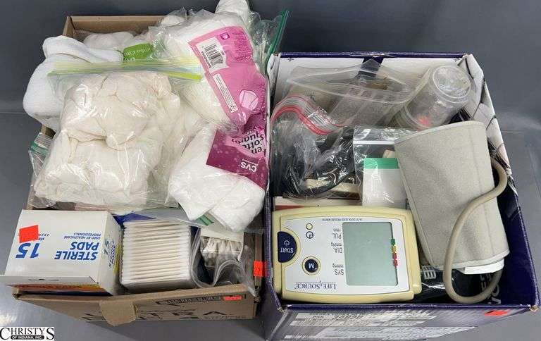 Home Health Items - Blood Pressure Cuffs, Eye Wash Cups, Q Tips, Sterile Pads, Misc image