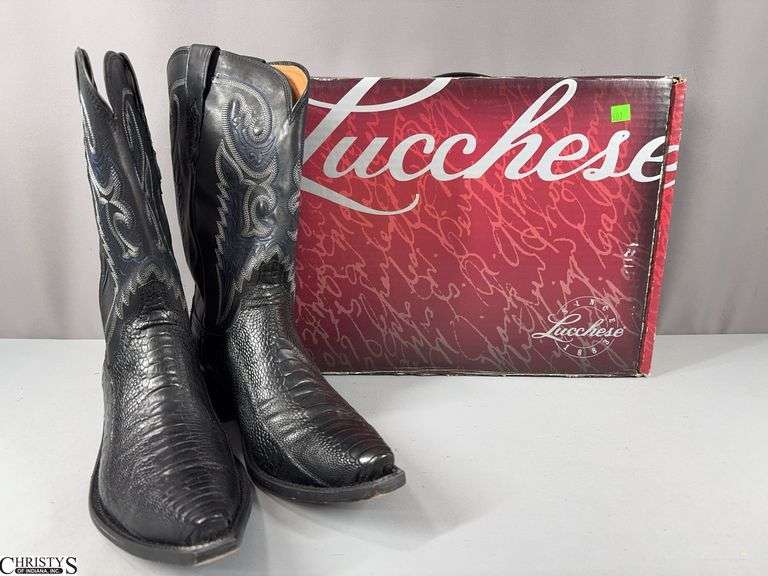 Lucchese Bootmaker Men's Black Leather Boots.  Size 12 EE.  A Lucchese Box is Included.  These boots have been worn but are in great condition. image