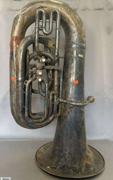 Vintage Marching Baritone Horn - 36" - shows wear, denting image