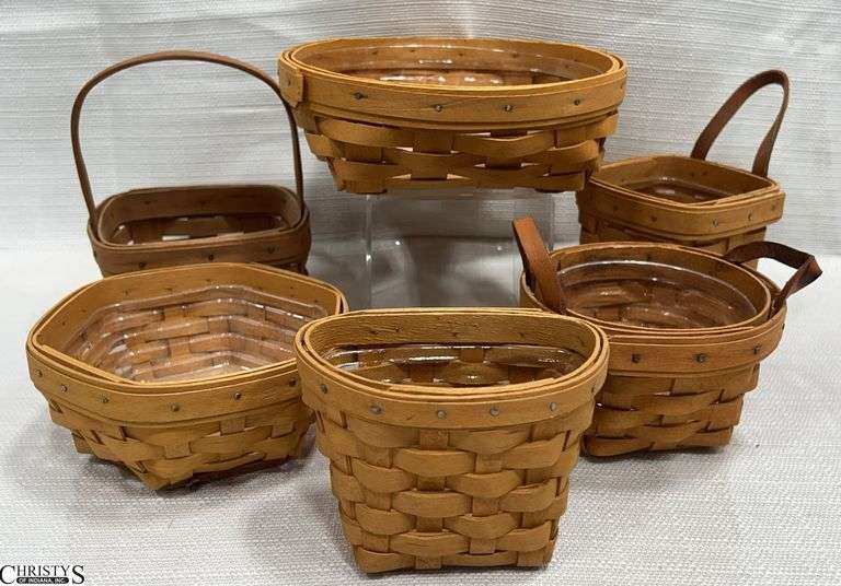6 Small Longaberger Baskets Includes Thyme Basket, Chives Basket, Small Catch All and 3 Others image