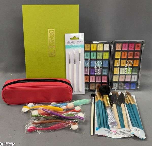 Watercolor Sets and Various Brushes and Blenders image