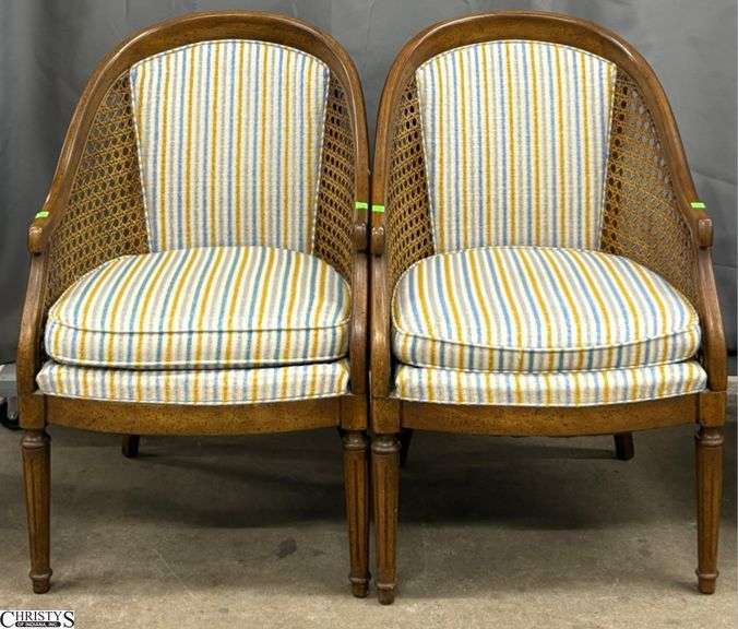 Pair French Style Cane Sided Chairs - 22" x 34" - 18" seat, some wear image
