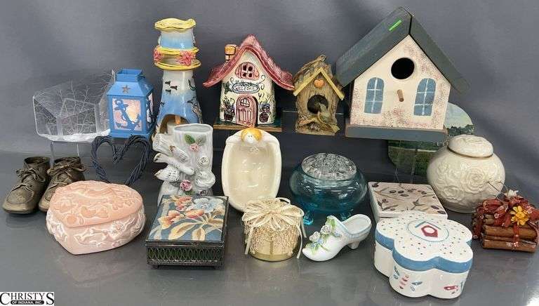 Lenox Small Ginger Jar, Blue Sky Pottery, Birdhouse, Trinket Boxes, Misc Decor - 7.5" x 7" of birdhouse image