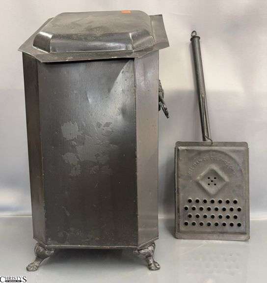 Metal Coal Bin, Fireplace Popcorn Popper - 23" of scuttle image