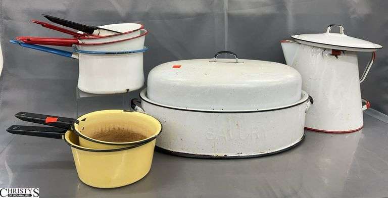 Enamel Ware Cookware - Roaster, Kettle, Pots - 19" of roaster image