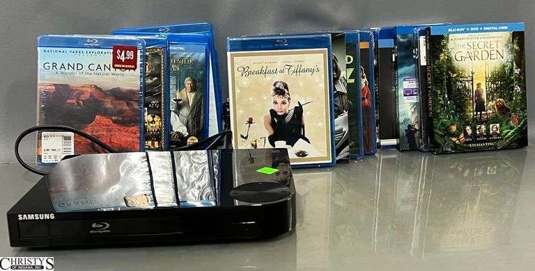 Samsung Blue Ray Player With Blue Ray Movies, Some Unopened image