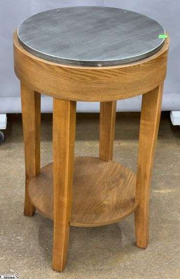 Metallic Finish Round Accent Table 16x26" image