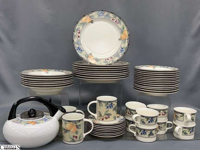 Mikasa Garden Harvest Dishes, Enamel Kettle - Some chipping - 11" D of dinner plate, Approx 48pcs image