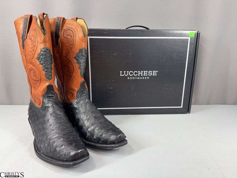 Lucchese Bootmaker Men's Leather Boots in Original Box.  Black/Brown in Color.  Size 12 EE.  They have been worn but are in great shape. image