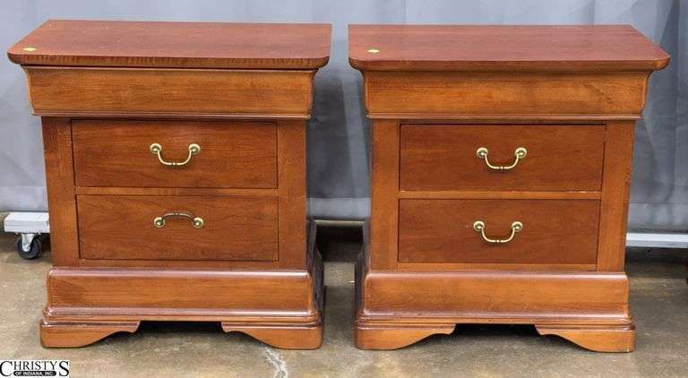 2 Pair of 3 Drawer Nightstands, Some Finish Wear 28x17x28 image