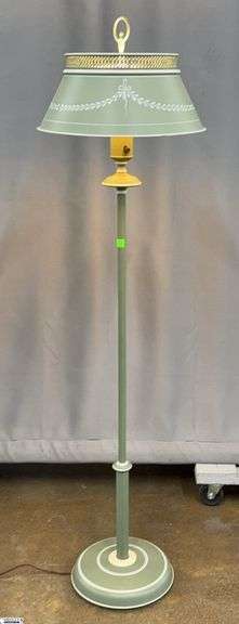 Vintage Style Green Floor Lamp With Milk Glass Diffuser 53" image