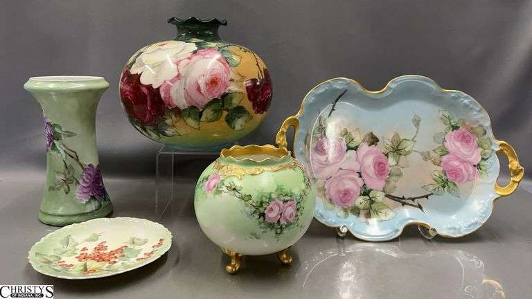 5pcs Handpainted China - Belleek, Limoges, Austrian -  13" of largest piece image