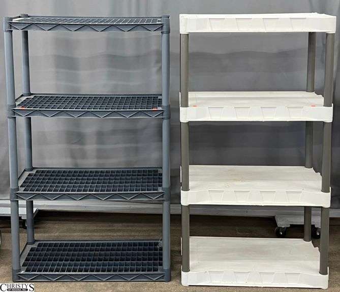 2 4-Shelf Plastic Storage Shelves - 31" x 16" x 57" of largest image