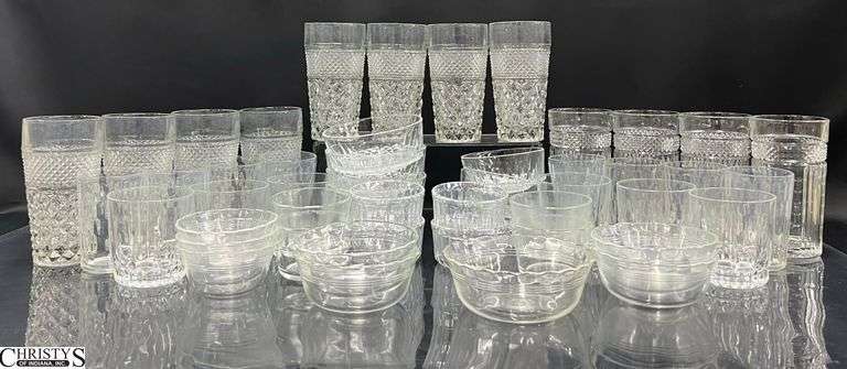 Pressed Glasses, Berry Bowls, Pyrex Ramekins - 6" of tallest image