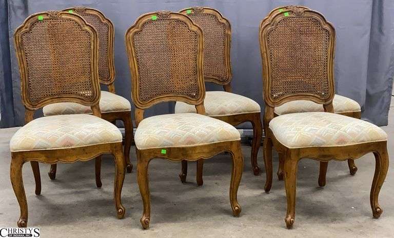 6 Henredon Cane Back French Style Chairs - 39" x 18" seat of each image