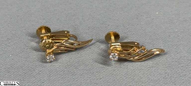 14K Yellow Gold Earrings with Each Containing 1 Diamond image