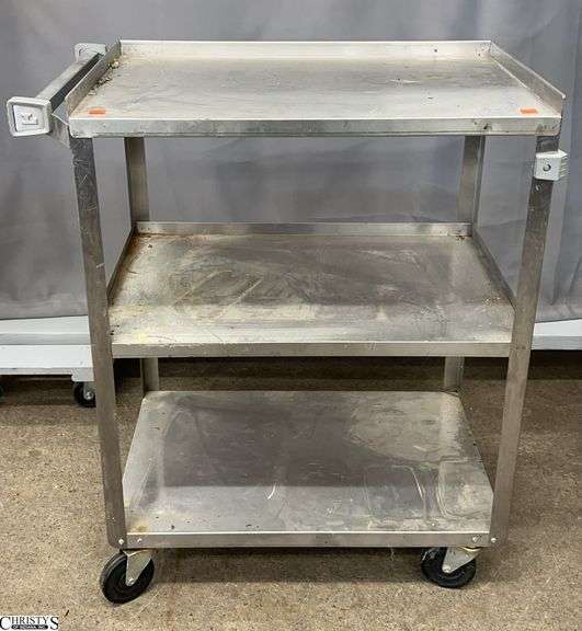 Small Stainless Three Tier Rolling Cart - 27" x 16" x 32" image