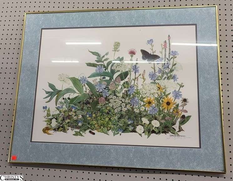 Signed Jennifer Sharp Floral Lithograph 178 of 1000 - 36" x 28" of frame image