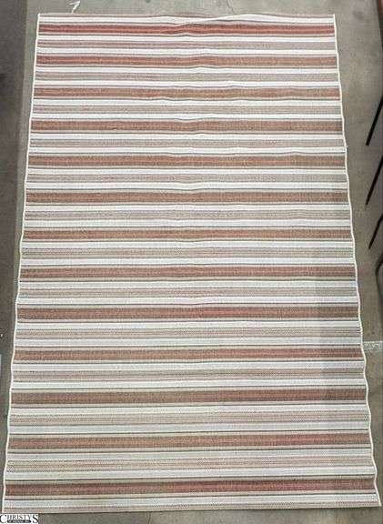 Large Striped Outdoor Patio Rug - 102" x 153" image
