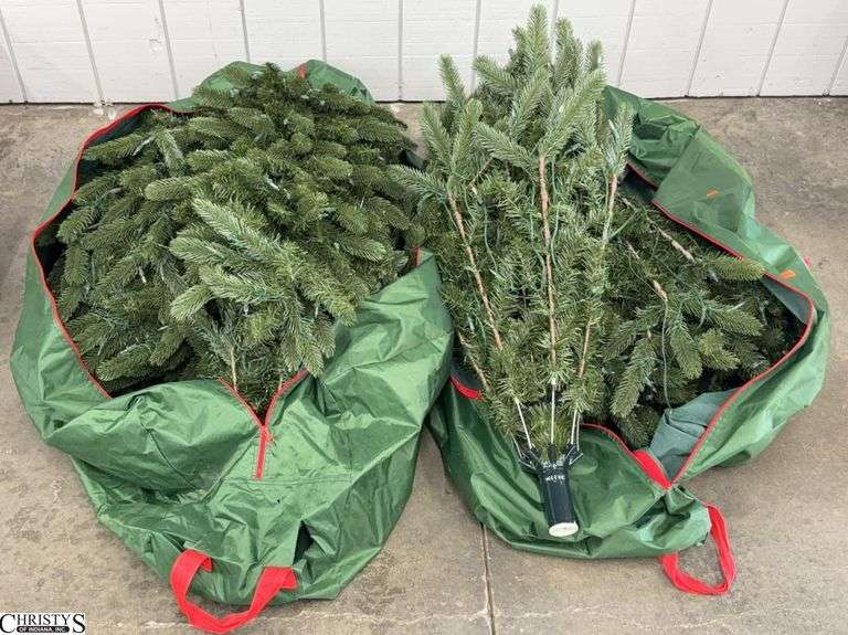 Large Pre Lit Artificial Christmas Tree in Storage Bag - 58" and 48" of each bag as sits image