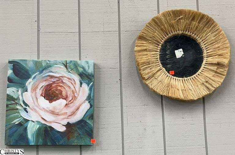 Decorator Wall Mirror and Canvas Art - 18" D of mirror image