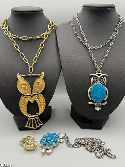 Costume Necklaces, Owls, Turtle is Damaged image