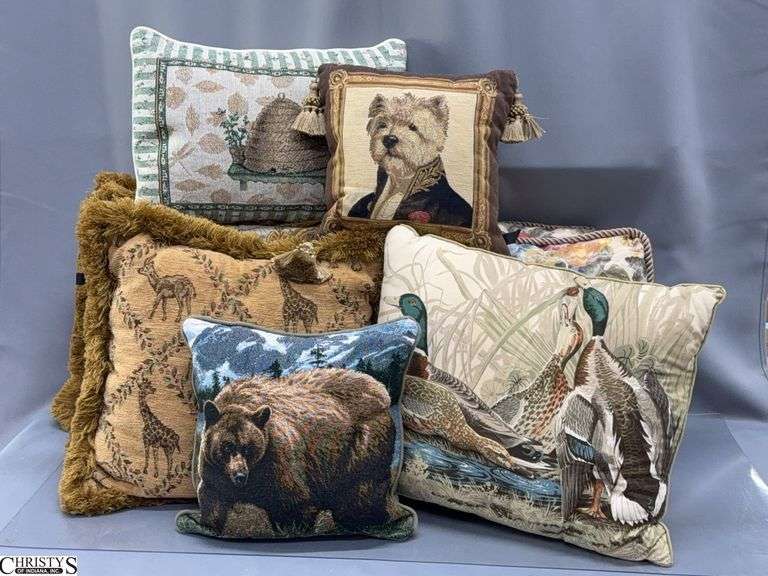 9 Throw Pillows - 15" x 15" of largest image