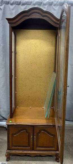 French Provincial Style Lighted Curio Cabinet  - 28" x 13.5" x 75" image