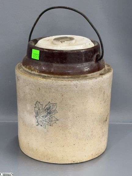 Western Stoneware Lidded Crock - 9" - lid does not match image