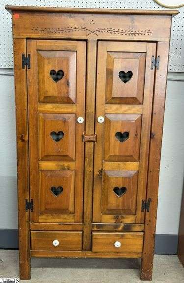 Country Style Pine 2 Door Cabinet - 34" x 13" x 61" image