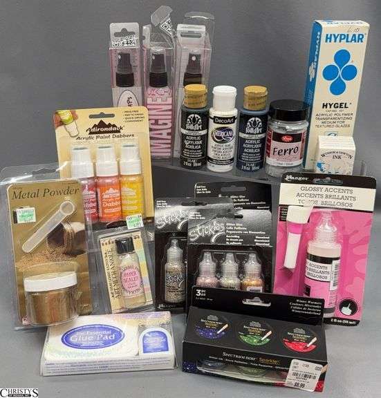 Glitter Glue Bottles, Glossy Accent Acrylic Paint Bottles, Spectrum Noir Glitter Ink, Ferro, Metal Powder image