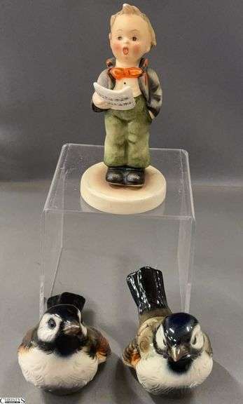 Goebel Hummel Boy and Bird Figurines - 5" of tallest image