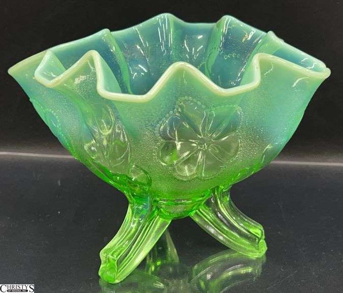 Dugan Glass Opalescent Foot Bowl - 7" x 5" image