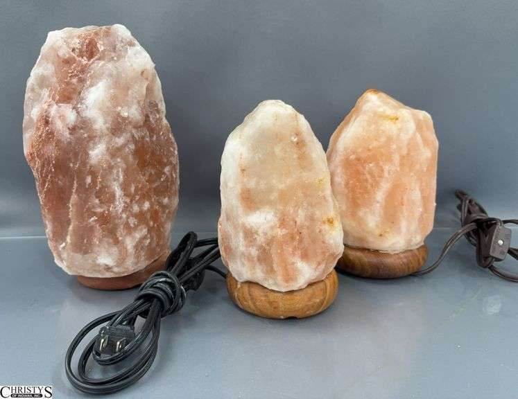 3 Himalayan Salt Lamps - 10" of tallest image