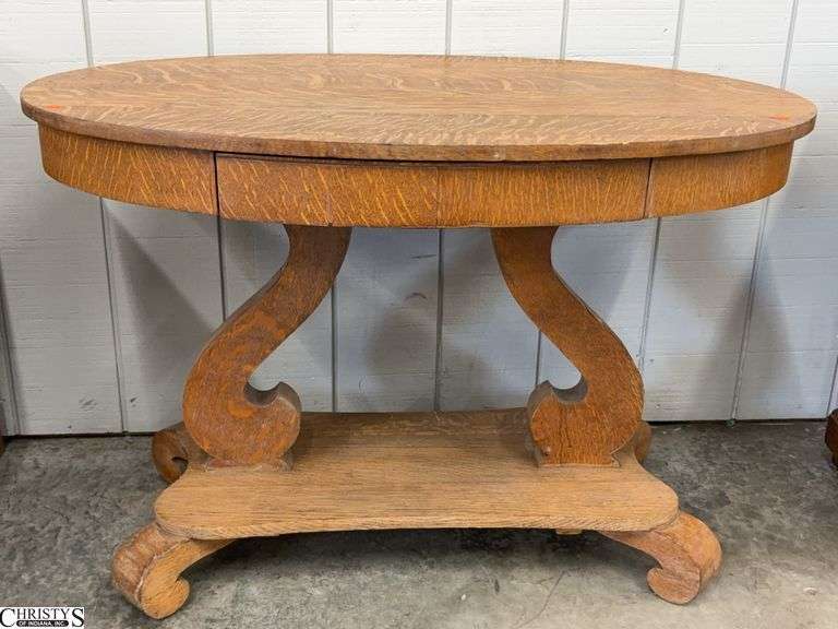 Oval Single Drawer Antique Table - 44" x 27" x 29" - some wear image