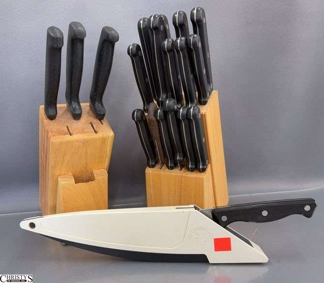 2 Knife Blocks and Assorted Knives - Generation, Tramontina, and Others image