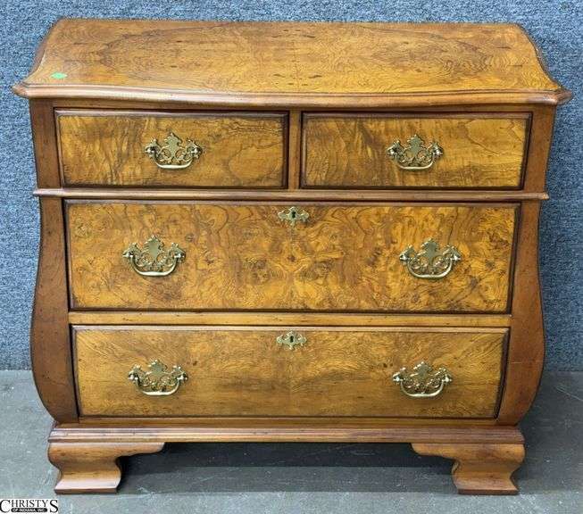 Superior Furniture Co 4 Drawer Burled Wood Finish Chest 35x19x32" image