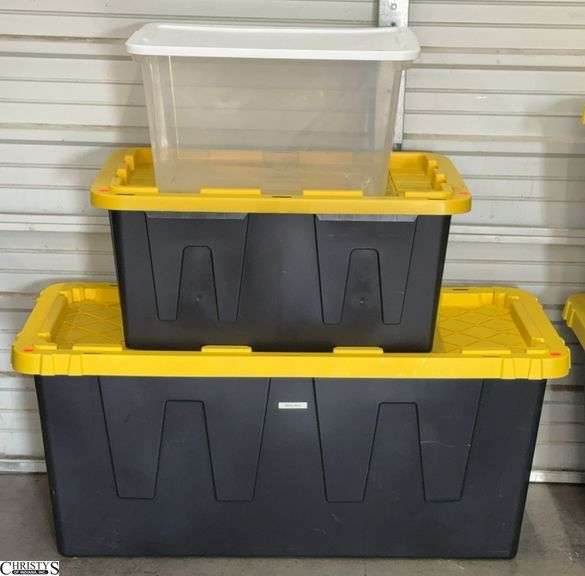 3 Empty Storage Totes - Largest 55 Gallon - 45" x 21" x 19" image