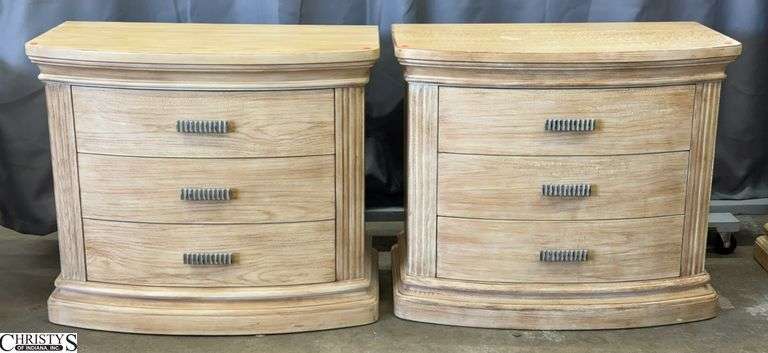 Pair Hickory White 3 Drawer Nightstands - 36" x 20" x 30" of each image