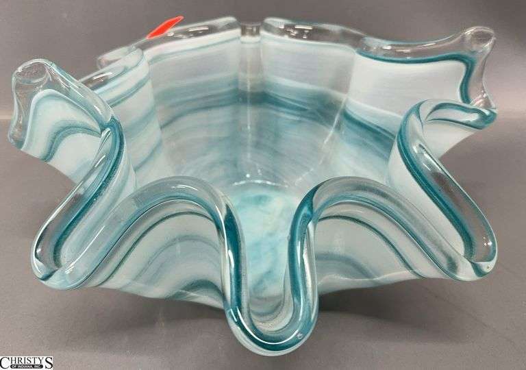 Art Glass Ruffled Bowl - 10" x 5" image