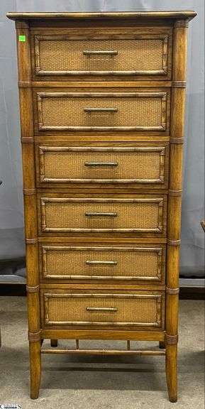 Thomasville Faux Bamboo 6 Drawer Lingerie Chest - 24" x 18" x 56" image